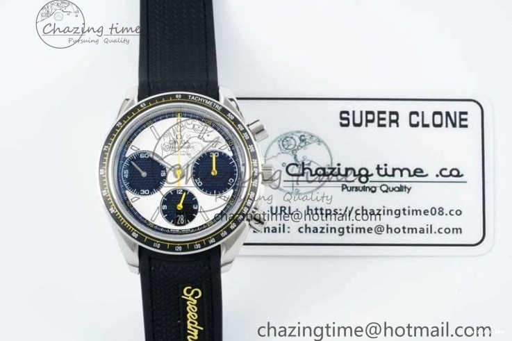 0516 Speedmaster Racing Master SS HKF Best Edition White Black Dial on Black Rubber Strap A Effortless 7813